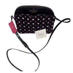 Kate Spade Womens Payton Dome Crossbody Fiesta Zip Polka Dots Bag Black Small